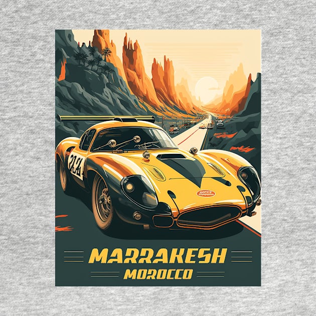 Marrakesh Morocco Supercar Vintage Travel Art Poster by OldTravelArt